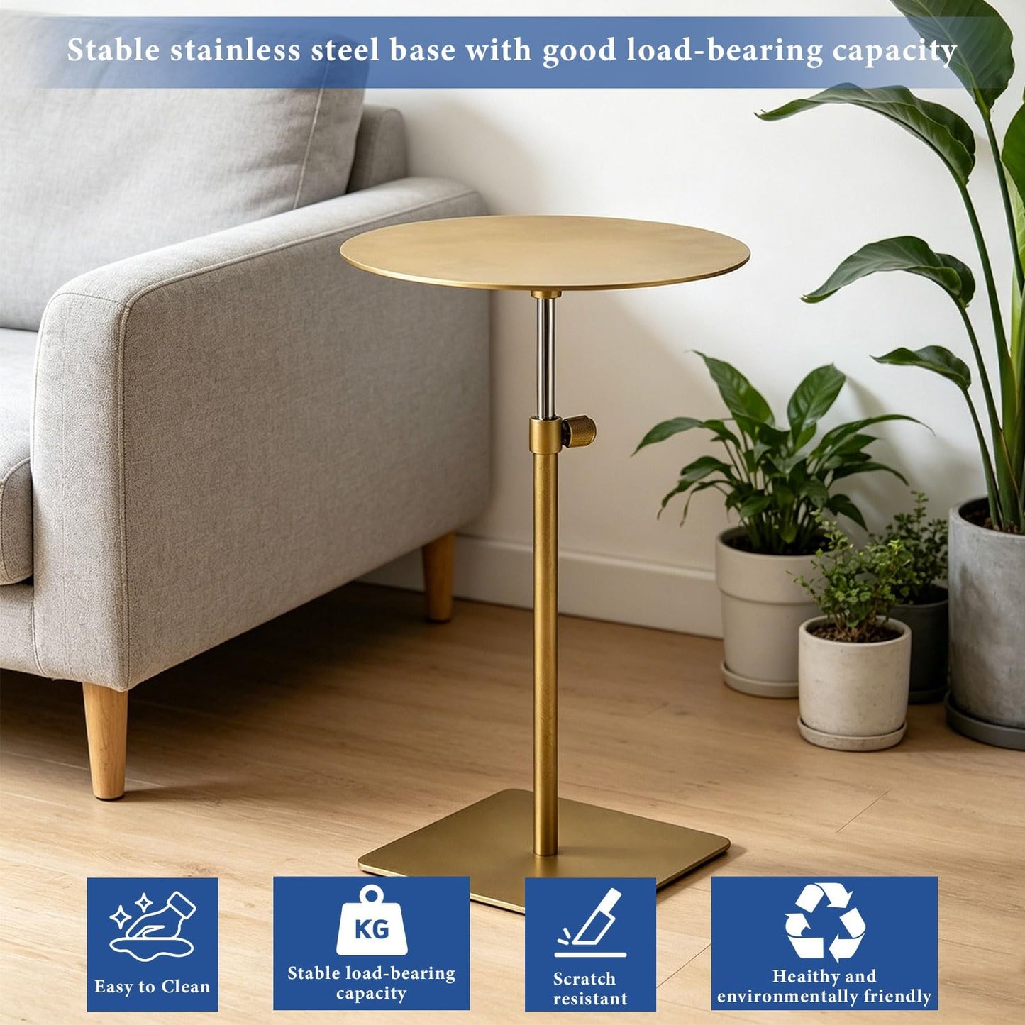 Stylish Modern Stainless Steel Round Cocktail Table - 35cm Bistro Dining Table for Cafes, Restaurants, Dessert Shops & Pub Counter - Durable & Elegant Design