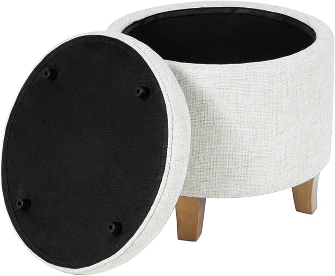 Homepop Home Decor | Upholstered Round Tufted Foot Rest Ottoman | Ottoman