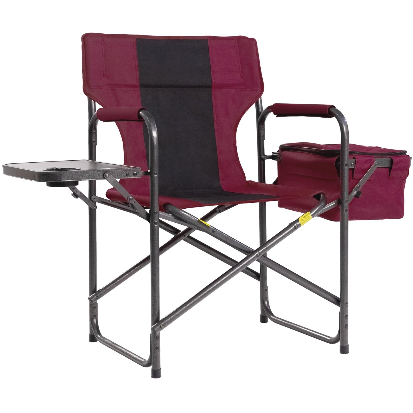 Foristrail Director Camping Chair with Cooler Bag & Foldable Side Tray - 400lbs Heavy Duty Outdoor Folding Lawn Chair, Portable Camp Chair for Backyard, Fishing, Beach (Red)