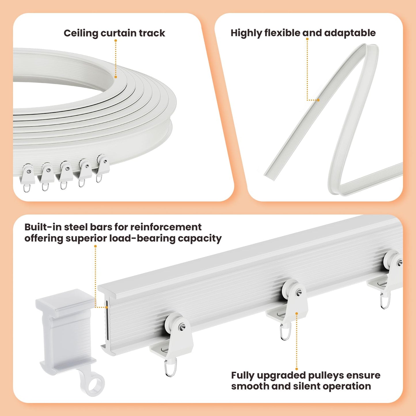 JILRON Accordion Folding Room Partition with Ceiling Track - Retractable Room Divider Curtain, Effortless Setup(Beige 100" W x 84" L-Pack of 1)
