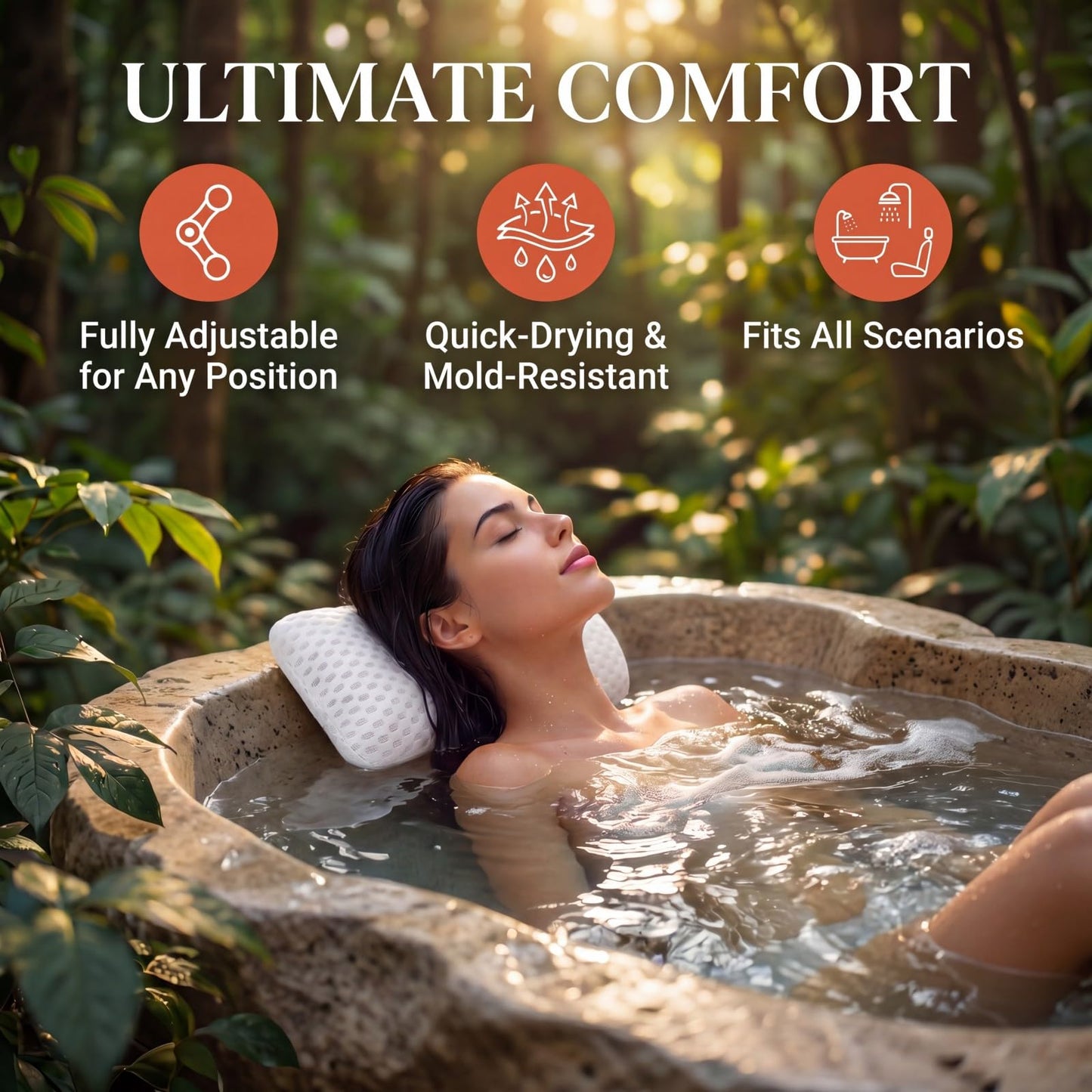 Headrest Pillow for Patio Chaise Lounge，Hot Tub Pillow for Headrest, Universal Height Adjustable Chaise Lounge Pillow for Sunbathing Swing Pool Furniture