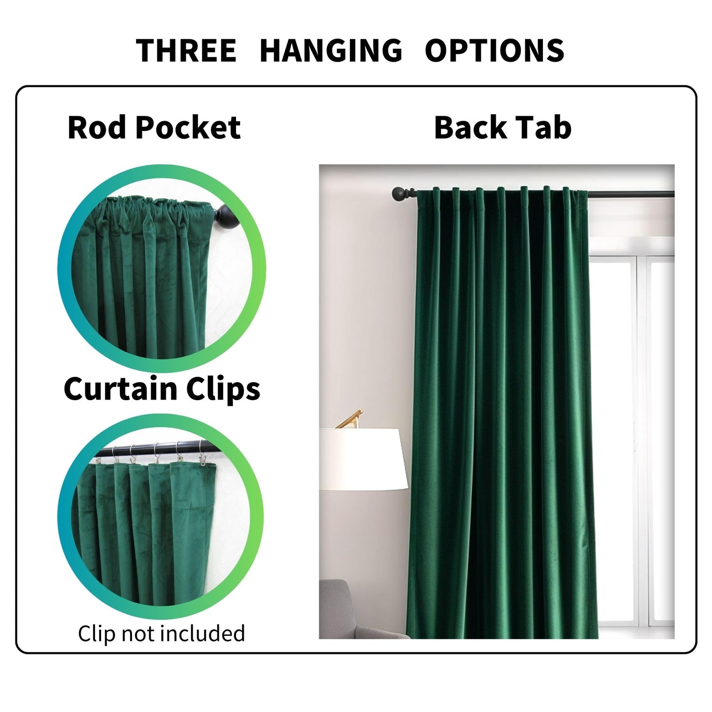 Aljctns Emerald Green Velvet Curtains 90 inches Long Luxury 80% Blackout Curtains for Bedroom Living Room,Thermal Insulated Super Soft Window Drapes Rod Pocket & Back Tab, 52" W x 90" L, 2 Panels