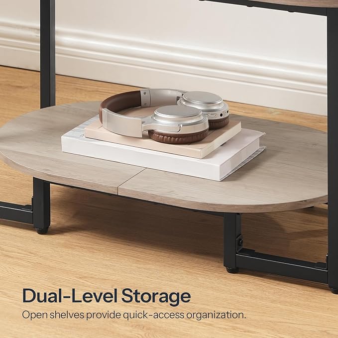 HOOBRO Coffee Table for Living Room, Oval Small Coffee Table