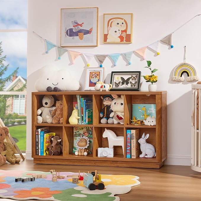 Joaxswe 8 Cube Storage Book Shelf, Floor Standing Wooden Cubby Bookcase