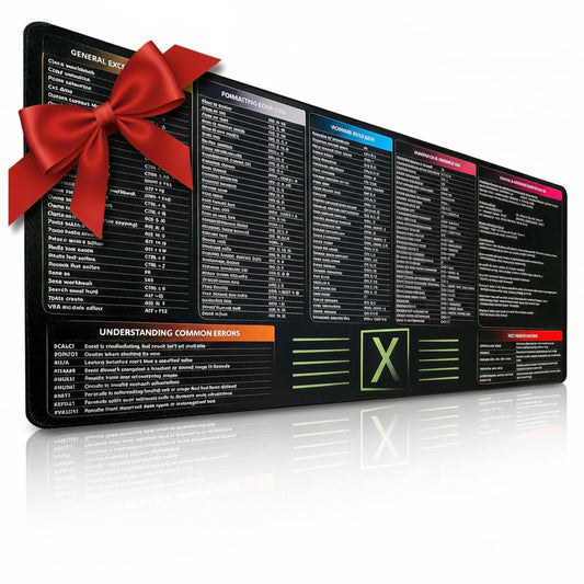 FzGuides Large Excel Cheat Sheet Desk Pad | Excel Pad Shortcut Keys Mouse Mat - Extended Office Excel Mouse Pad with Excel Shortcuts & Formulas | Waterproof | XL Giant Deskpad for Desk 35.5" x 15.7"