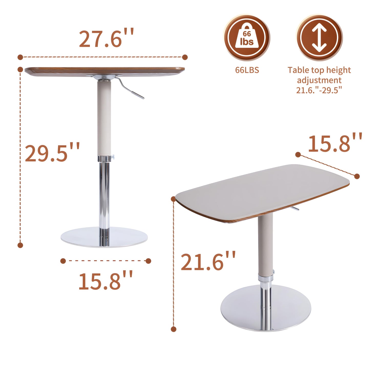 TV Trays for Eating on Couch, Adjustable Height 360° Swivel TV Tray with Saddle Faux Leather Top, Heavy Duty Snack Table for Sofa Bed Recliner, C Shaped Side Table for Laptop Dinner Small Spaces