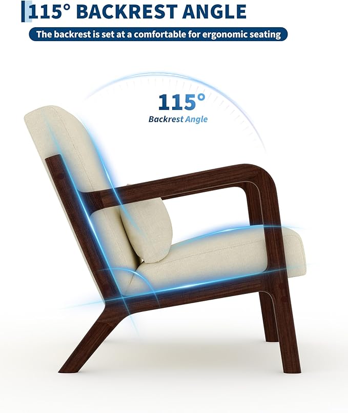 Garvee Mid-Century Chenille Accent Chair Set of 2, Cozy Reading Chair, Modern