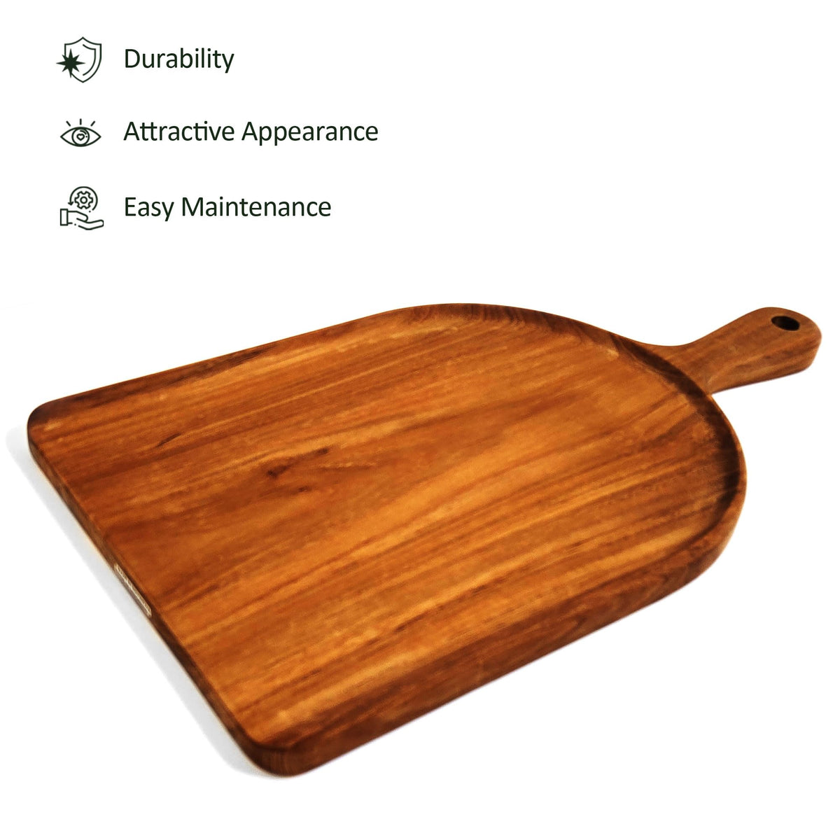 TREE FORK Hand Carved Teak Wood Decorative Wooden Cutting Board Serving Platter Tray Plate, FSC Certified 100% No Glue Whole Piece, Cheese Charcuterie Tapas Sushi Appetizer Baord, Wide