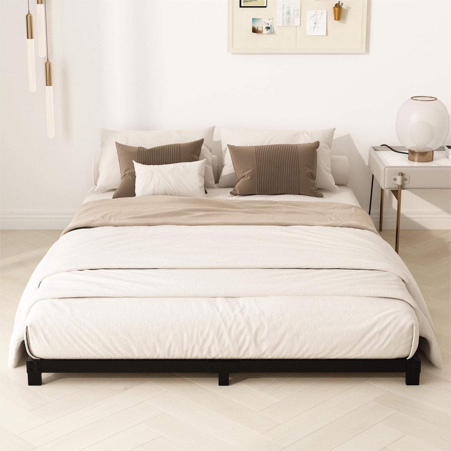 YUSENHEEI 4 Inch Full Size Bed Frame, Heavy Duty Metal Platform Low Bed Frame Full, No Box Spring Needed, Noise Free, Easy Assembly, Black