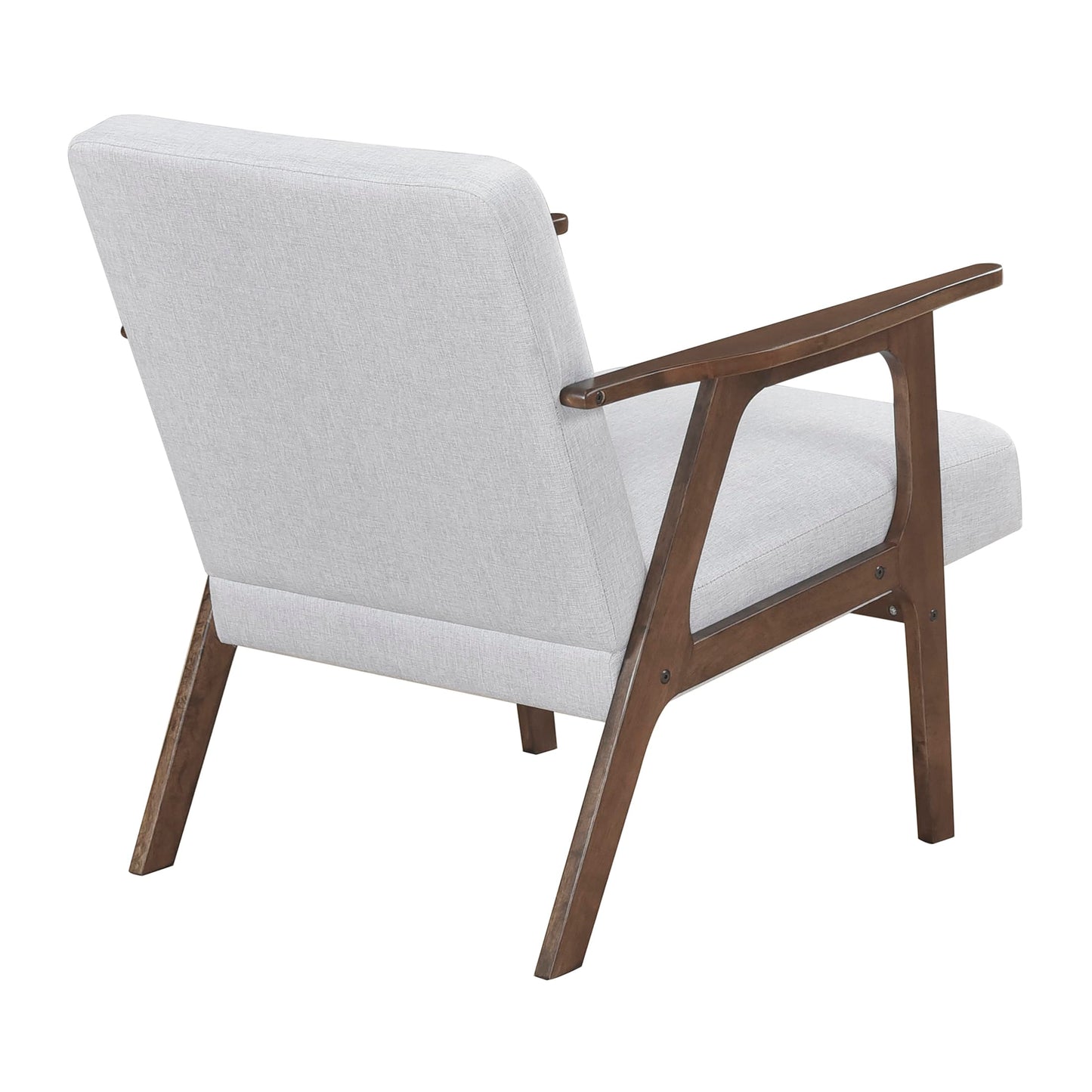 Lexicon Mid Century Modern Accent Chair, Upholstered Lounge Armchair, Single Sofa Seat, Brown Finish Solid Wood Framed Comfy Side Chairs for Living Room/Bedroom/Office/Waiting Area, Gray