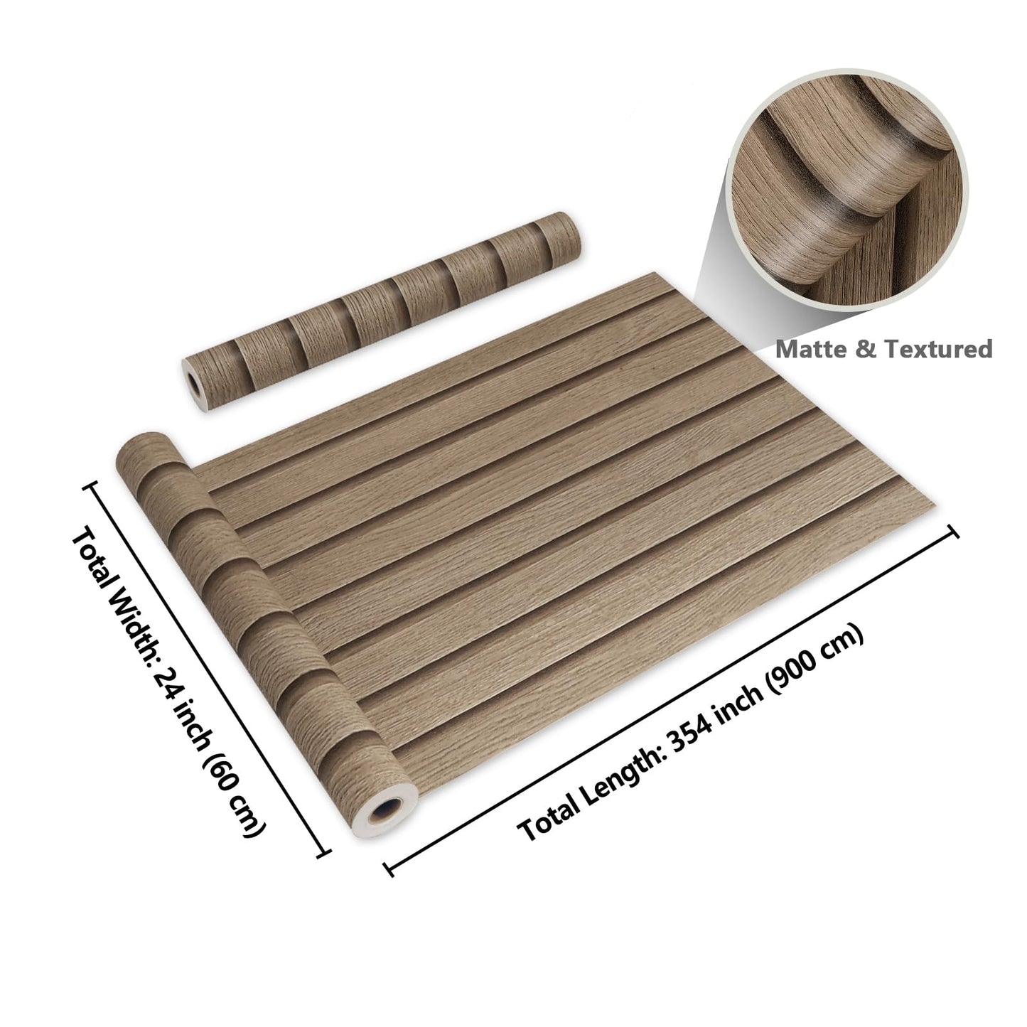 CRE8TIVE Wide 24"x354" Brown Wood Slats Wallpaper Peel and Stick Wood Grain Contact Paper Waterproof Self Adhesive Wood Panel Removable Wallpaper Wooded Stripe Look Paper for Furniture Walls Classroom