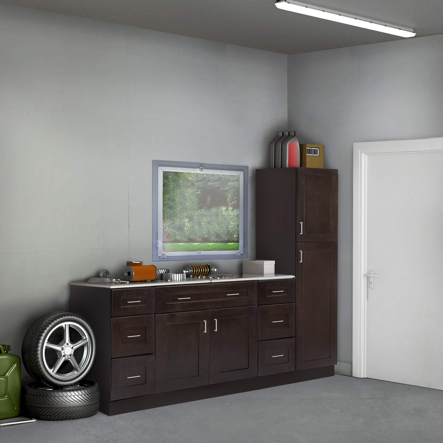Design House Brookings Shaker Unassembled Wall Kitchen Cabinet W2436, 24 W x 12 D x 36 H, Brown, Solid Wood, Design House, 543041