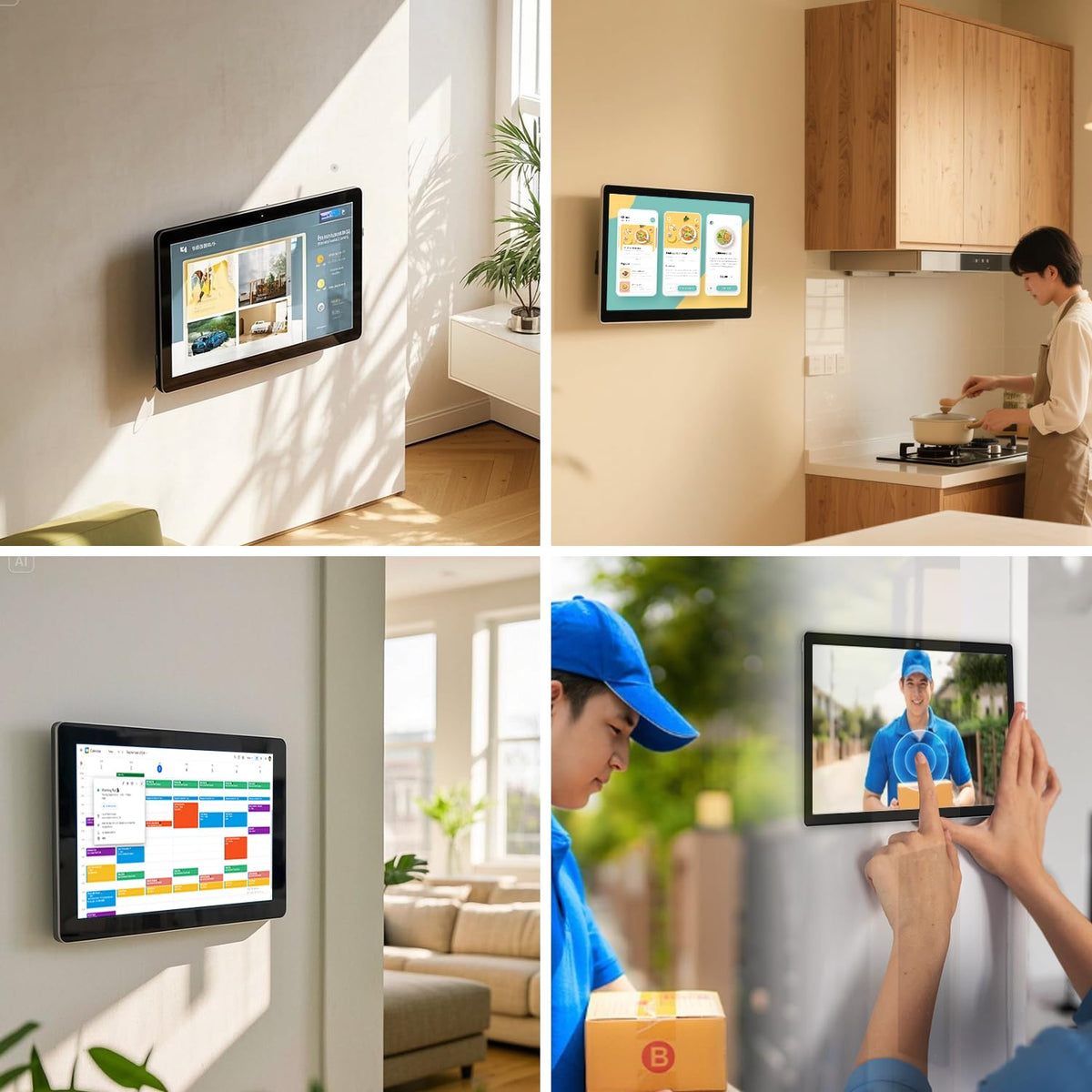 TouchWo 15.6 to 27 inch Touchscreen Digital Calendar & Wall Planners, Smart Whiteboard Calendar for Chore Chart & Work Schedule, Built in Speakers and Camera, Include Wall Mount & Desk Stand (21.5-inch)