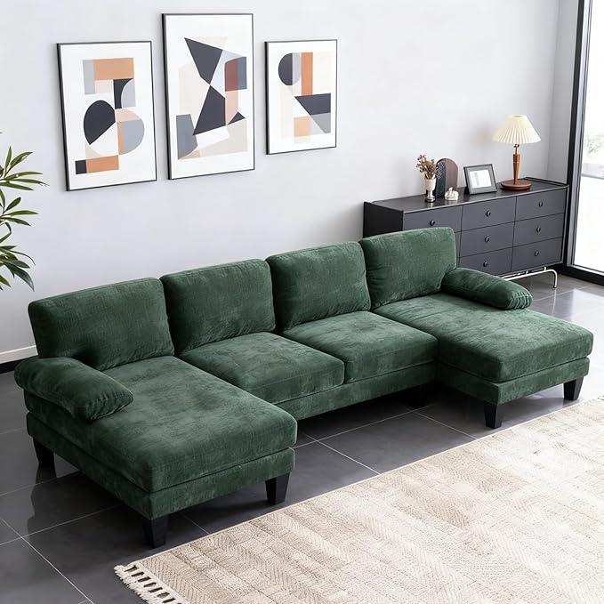 Karl home 111" Sectional Sofa U-Shaped 4-Seat Couch