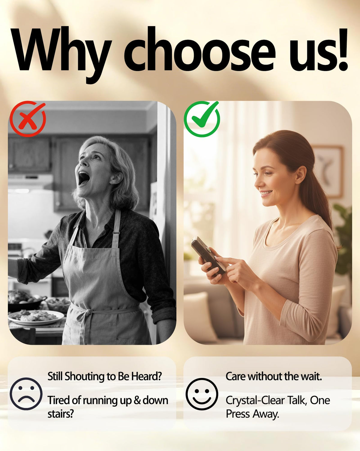 Nexytrix Intercoms Wireless for Home, Long Range Wireless Intercom System for Room to Room Communication, 2 Way Voice Intercom for Elderly, Seniors, and Kids