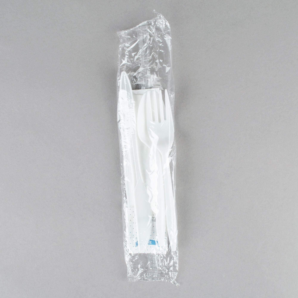 250 White Plastic Cutlery Packets - Knife Fork Spoon Napkin Salt Pepper Sets, Individually Wrapped Disposable Silverware