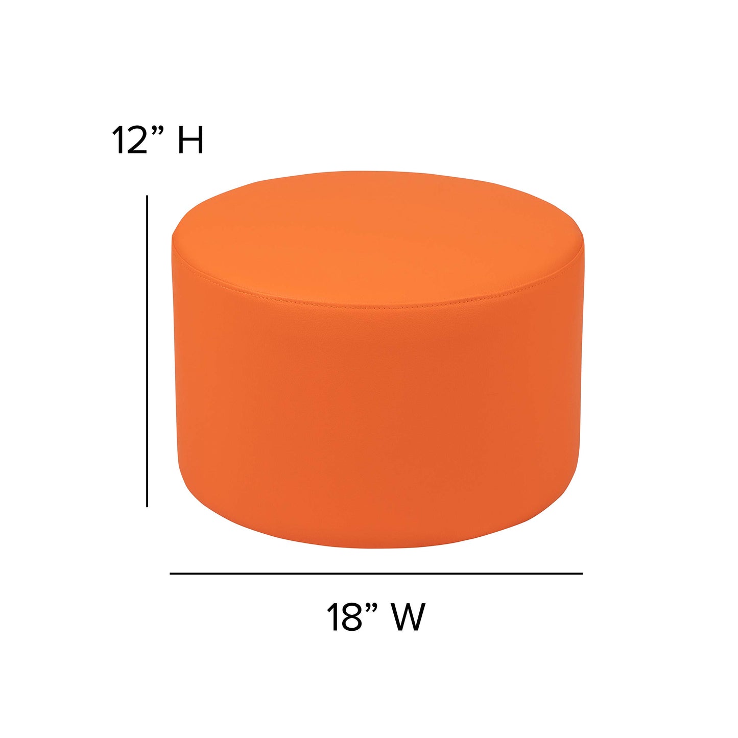 Flash Furniture Nicholas Soft Seating Flexible Circle for Classrooms and Daycares - 12" Seat Height (Orange)