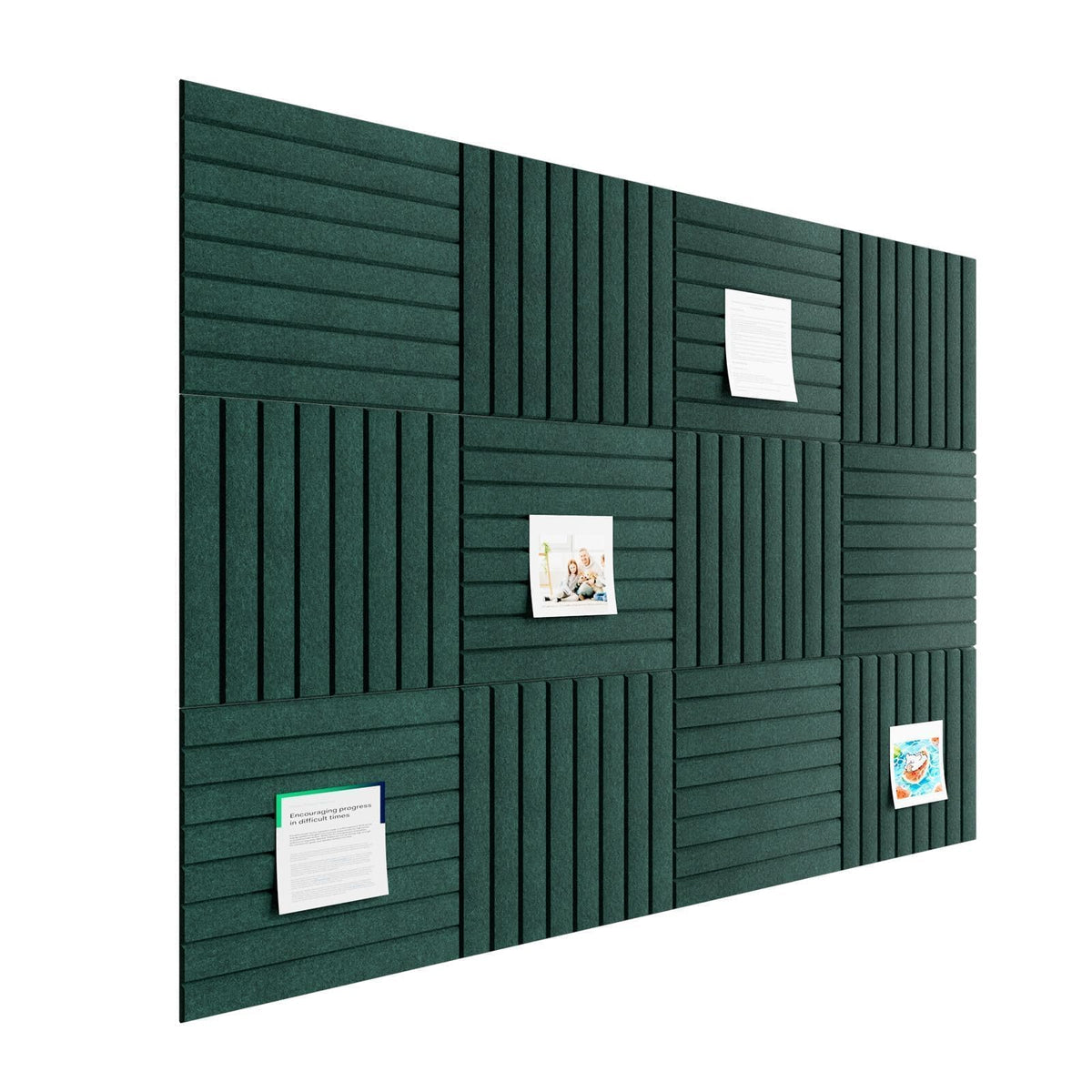 Baysola Stripe Felt Bulletin Board Panels 48 x 36 Inch Self Adhesive Wall Tiles Cork Board Alternative for Office Classroom Photos Notes 12 Pack
