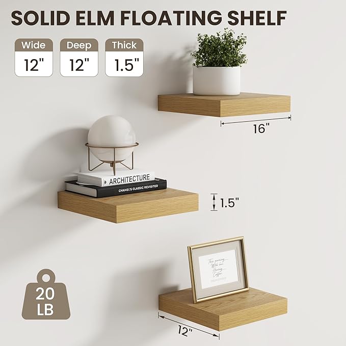 Dreamland Floating Shelves for Wall, Small Deep Floating Shelf Square Wall Shelf