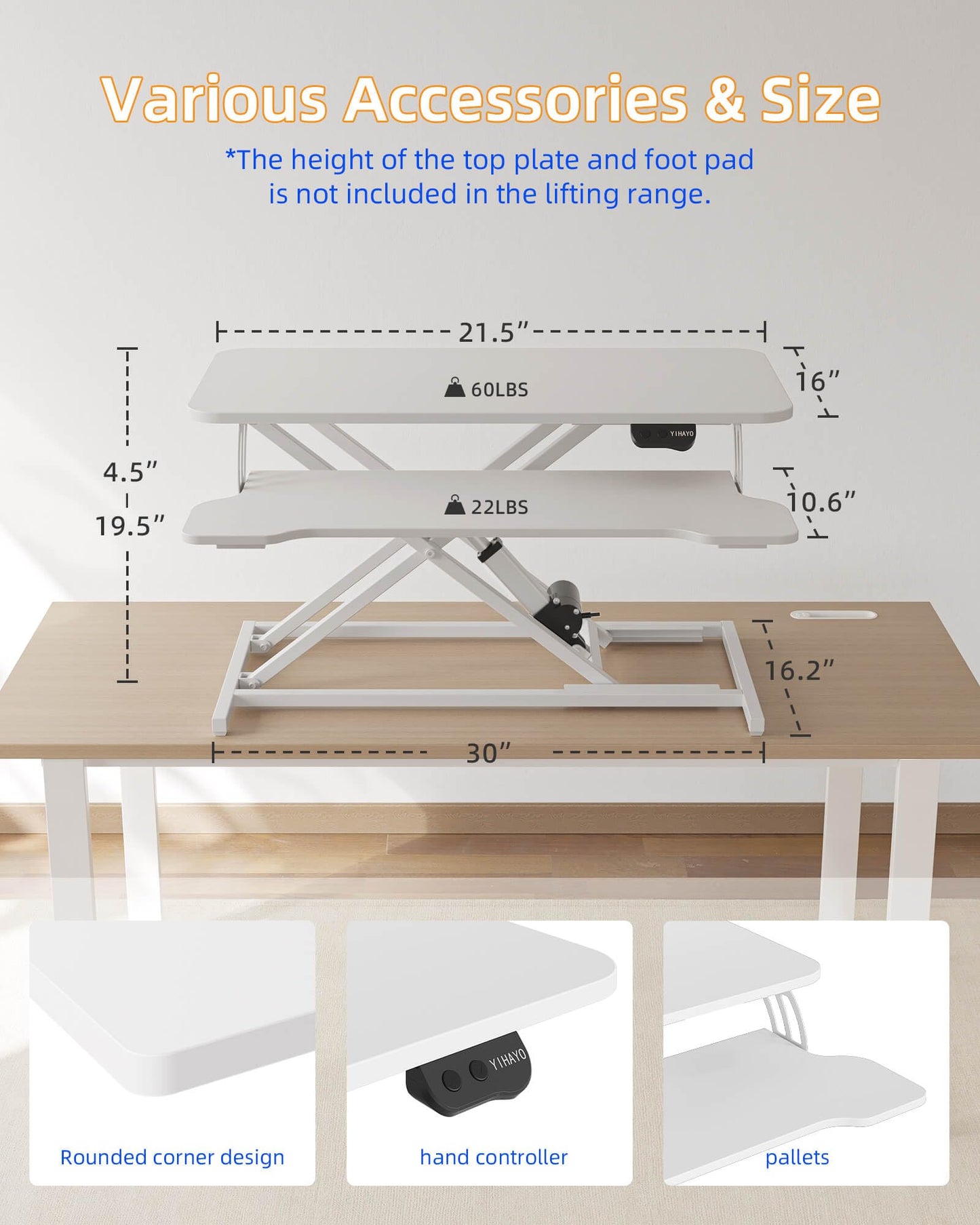 YIHAYO Electric Standing Desk Converter 32 inch, Sit to Stand Up Height Adjustable Desk Riser, Quick Sit to Stand Tabletop Dual Monitor Riser Workstation for Home Office with Keyboard Tray, White