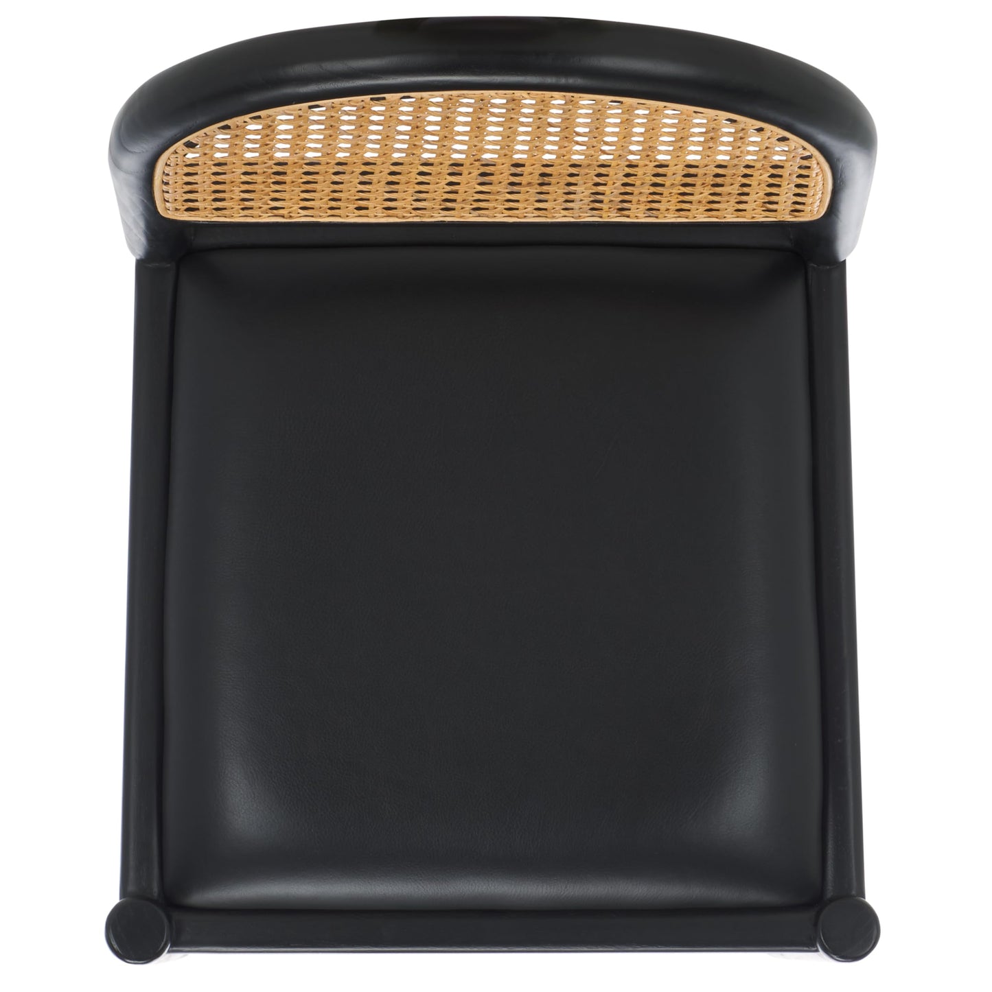 SAFAVIEH Couture Collection Laylie Black Leather Solid Wood Rattan 26-inch Seat Height Kitchen Island Breakfast Nook Counter Stool (Fully Assembled)