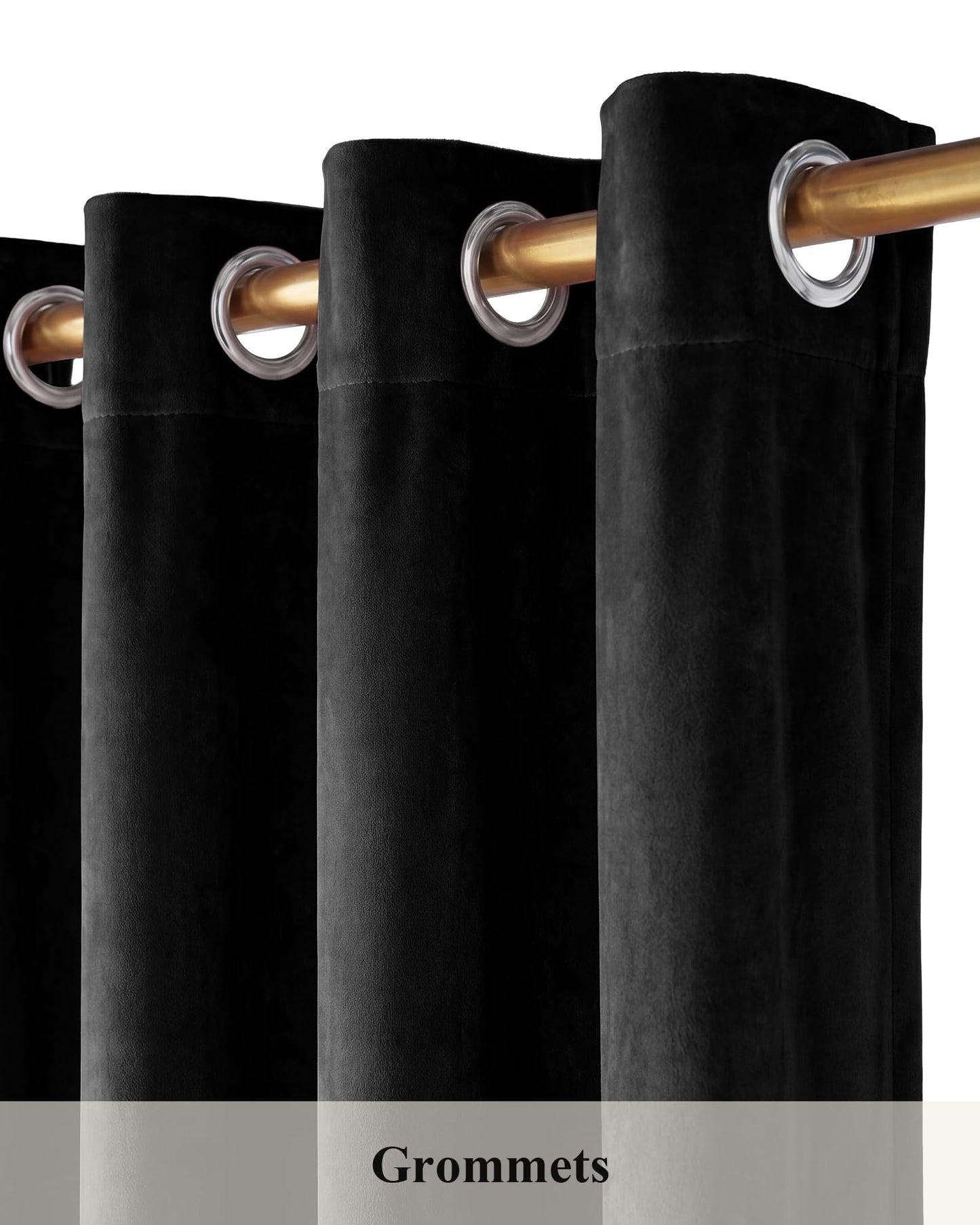 StangH Black Velvet Curtains 108 inches - Blackout Soft Luxury Velvet Panel Drapes for Bedroom Window Treatment Thermal Insulated Grommet Draperies, 52 x 108 Inches, 2 Panels