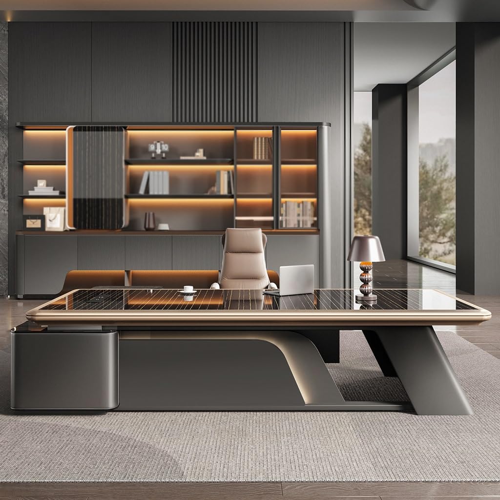 DRTGHYD Vanity Desk Office Desks Executive Desk, Modern CEO, Leadership Office Furniture, Manager's