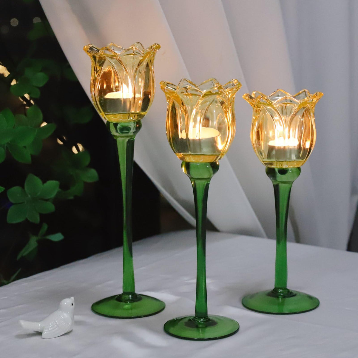 VOHO Gold Tulips Candle Holders for Table Centerpiece, Classic Gold Tealight Candle Holder for Birthday Thanksgiving Christmas Decorations, Flower Votive Candle Holders Wedding Centerpieces for Tables