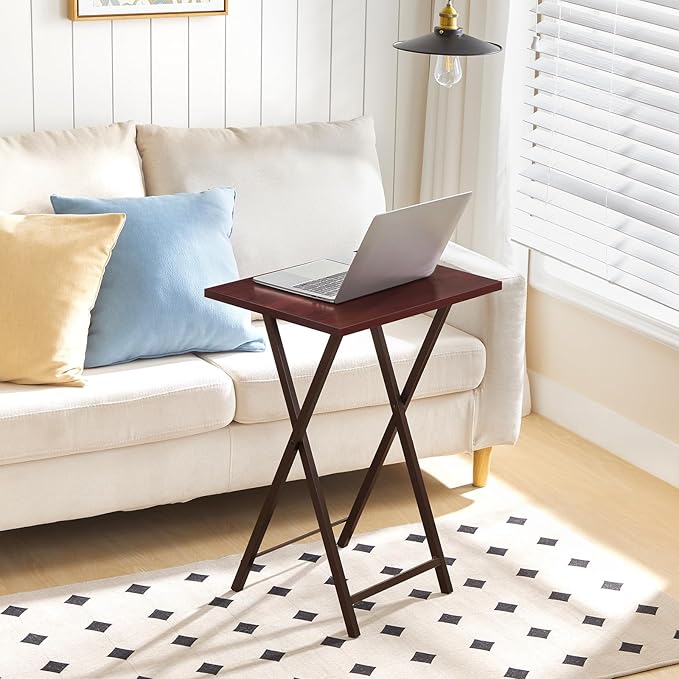 HOOBRO Folding TV Tray Tables, Industrial Snack Tables