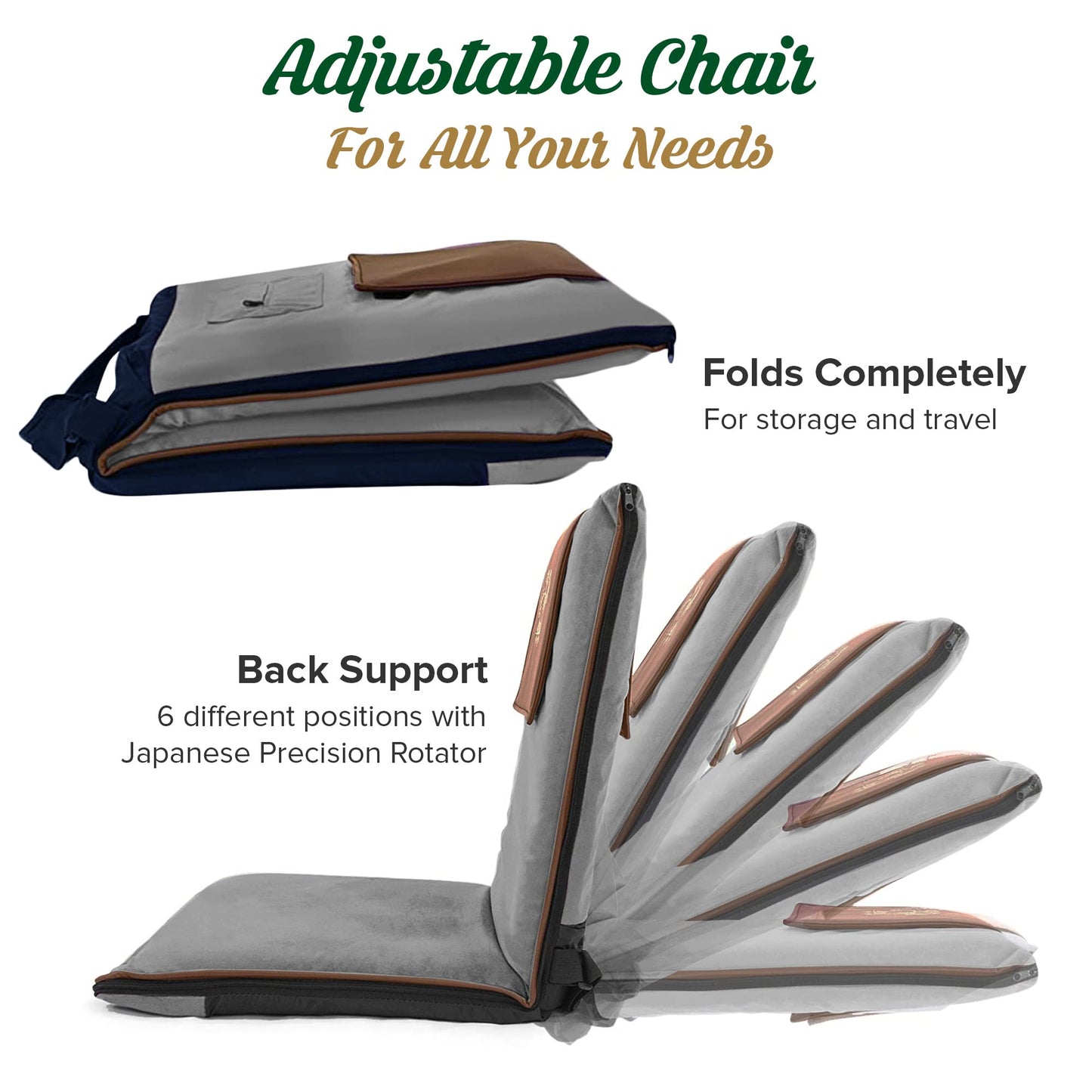Japanese Meditation Floor Chair with Back Support for Adults - Premium Meditation Chair with Adjustable & Foldable Back for Seating, Yoga & Gaming — Folding Backjack Chairs with Backrest for Adults