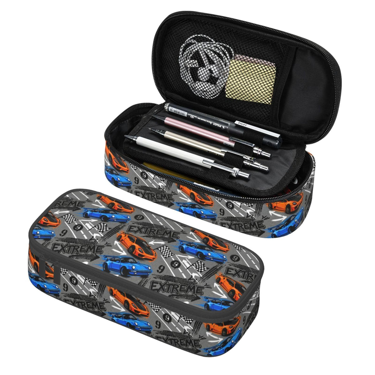 Geoocii Race Car Large Capacity Pencil Case Organizer Pencil Pouch Stationery With Zipper School Supplies Pencil Bag For Girls Boys Teens Adult Office