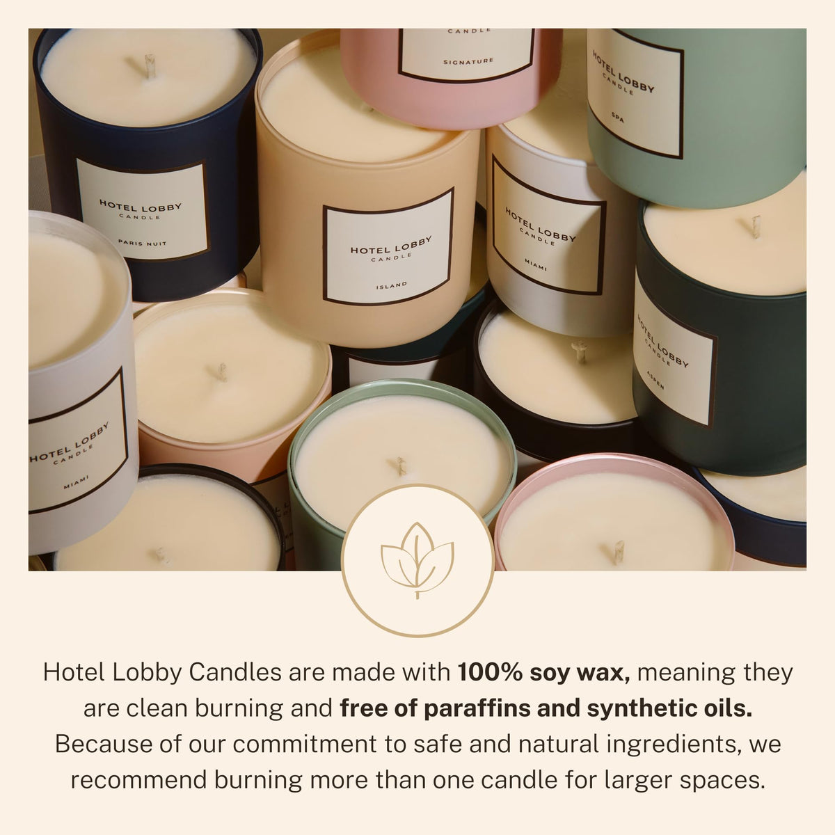 Hotel Lobby Candle Spa – Luxury Hand-Poured 9.75oz 100% Soy Wax with Eucalyptus, Water Mint, Sage, Jasmine, and Amber – Paraffin-Free, Infused with Essential Oils, 65-Hour Clean Non-Toxic Burn