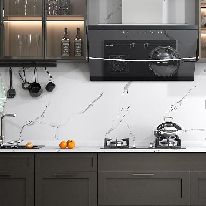 FunStick 24"x394" Thick White Marble Contact Paper Peel and Stick Countertop