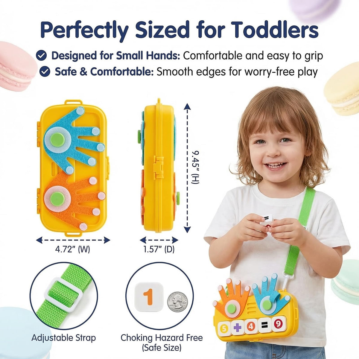 OBMESHOW Montessori Preschool Math Toys for Kids Ages 3 4 5, Counting, Addition & Subtraction Learning Game with Finger Counting Hands, Number Blocks, Flash Cards, Storage Box and Shoulder Strap