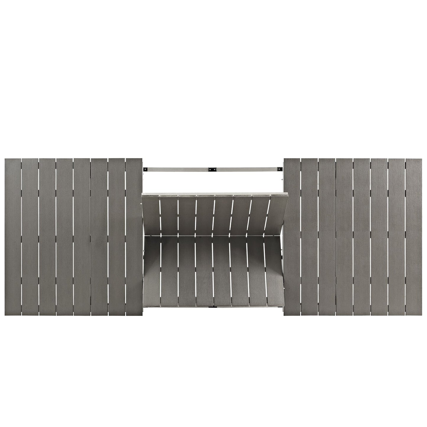 Modway Shore Aluminum Outdoor Patio 62" to 94" Extendable Dining Table in Silver Gray