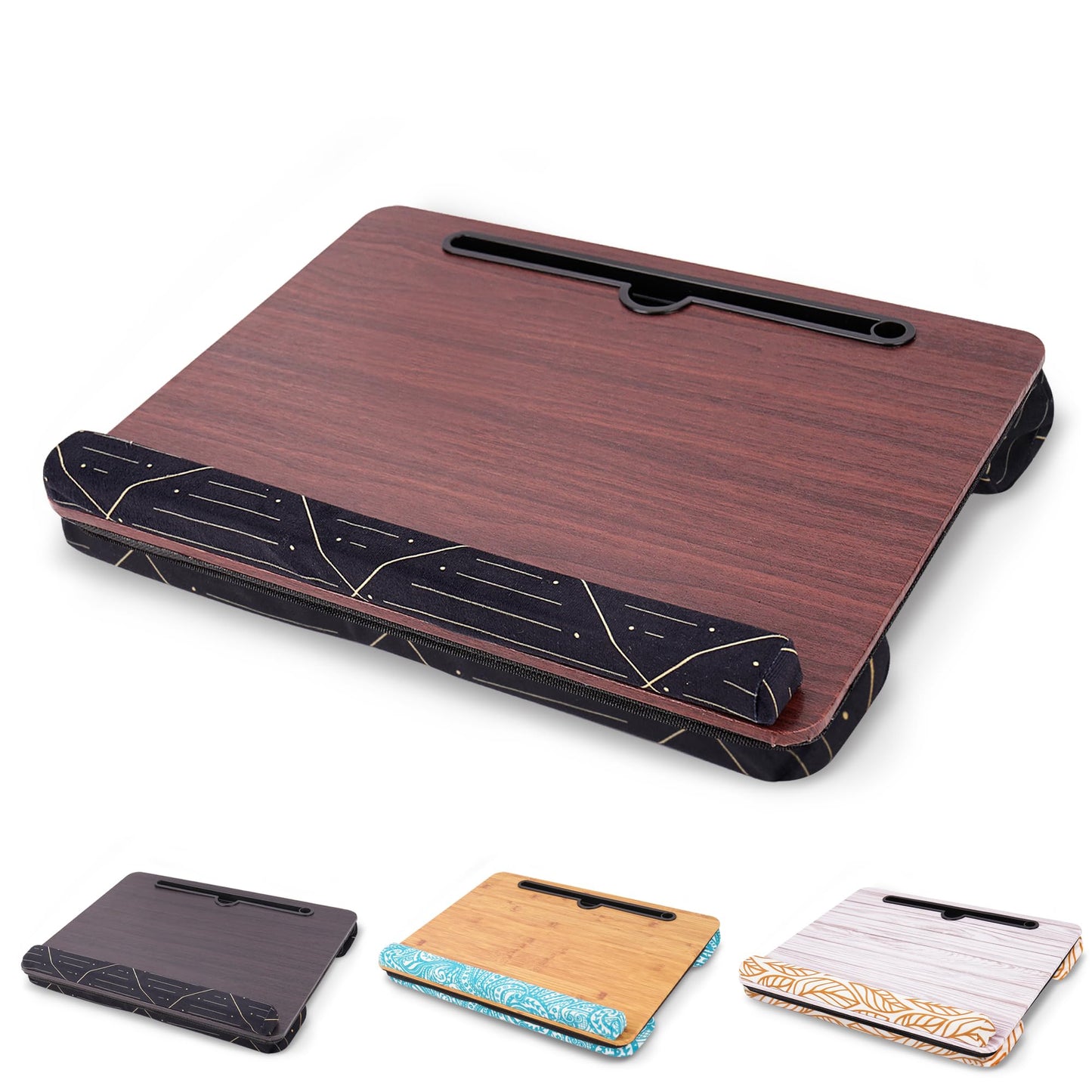 Jasenna Lap Desk,Fits up to 15.6 inch Laptop Bed Table Computer with Soft Pillow and Storage Bag,Gaming Tray and Writing Tray on Bed for Home Office(2-Light Brown)