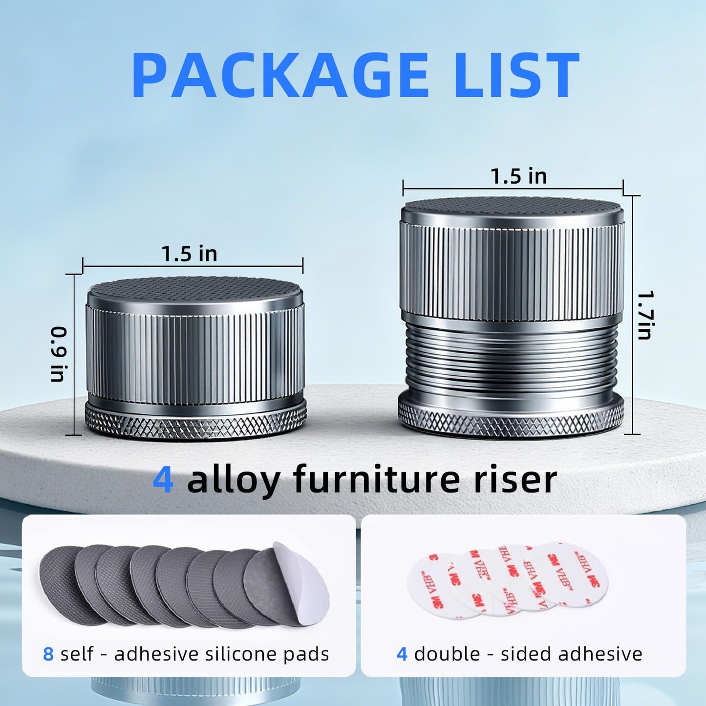 Adjustable Microwave Riser Pads- 0.9-1.5in Height (4Pack,Graey）Metal Material