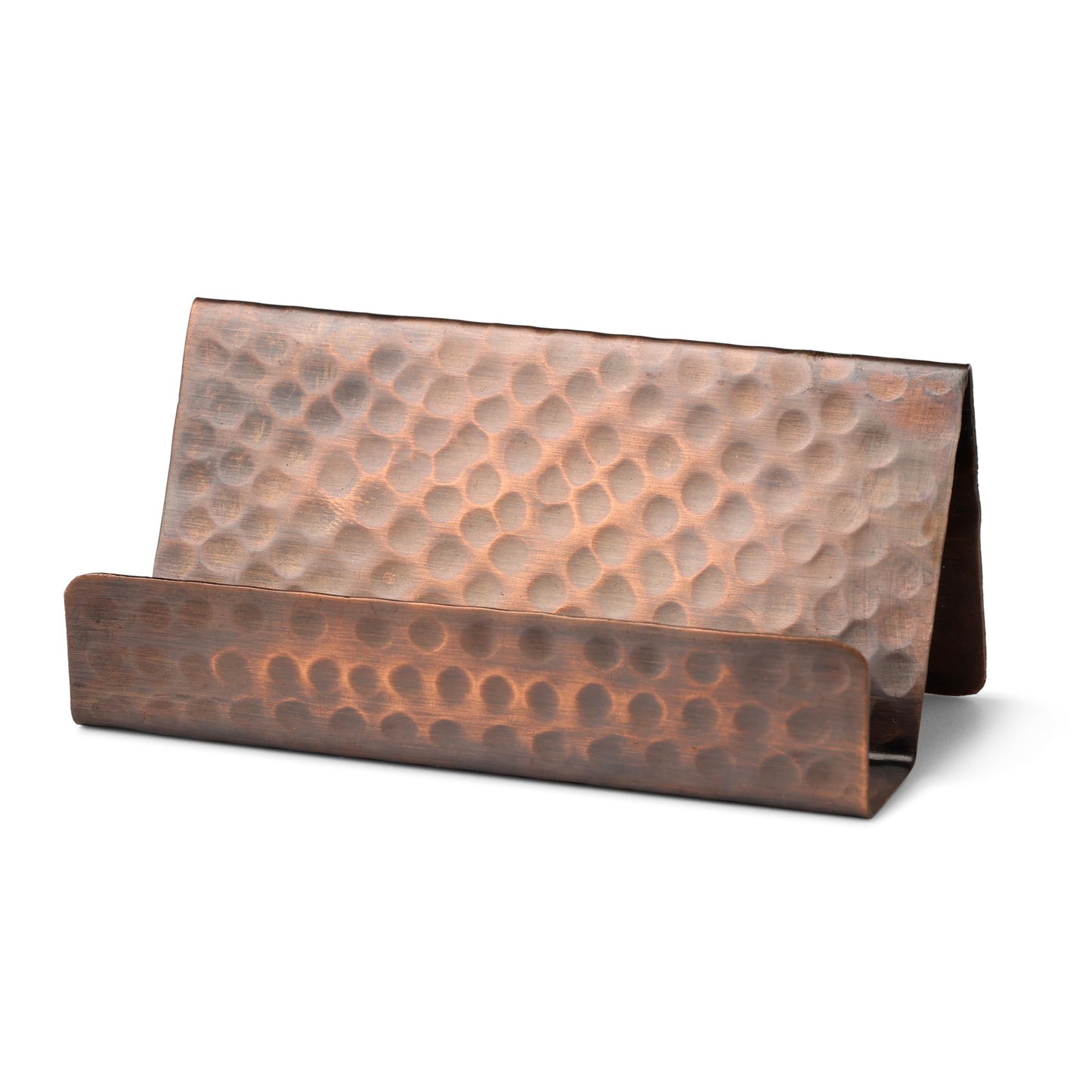 GoCraft Pure Copper Business Card Holder Stand – Antique Finish, Holds 20-30 Cards, Stylish Desk Organizer for Office, Home, Professional Use, Elegant Business Card Display Holder