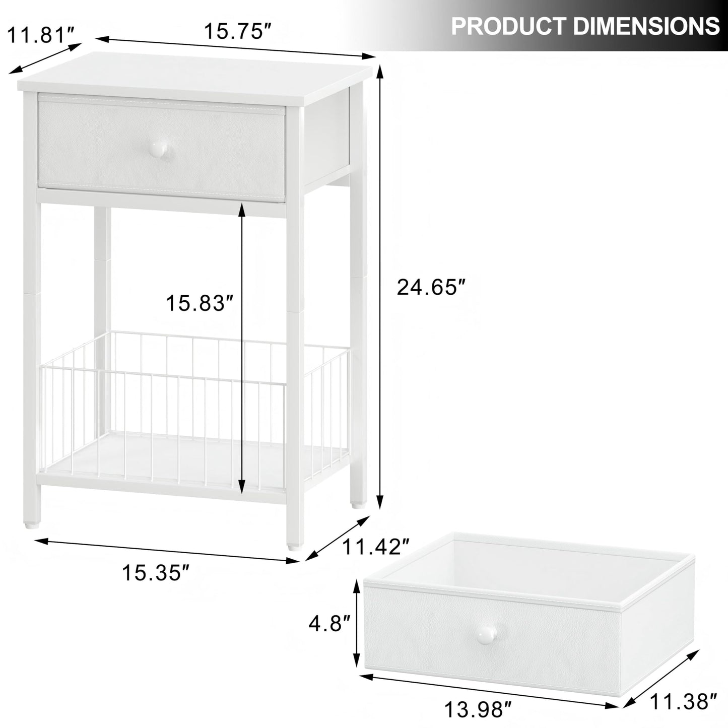 VAFEKOL White Small nightstand, White Nightstand, Side Table for Small Spaces, 2 Tiers Storage Shelves End Table, Night Stand for Living Room, Bedroom, Dorm LNT0061W