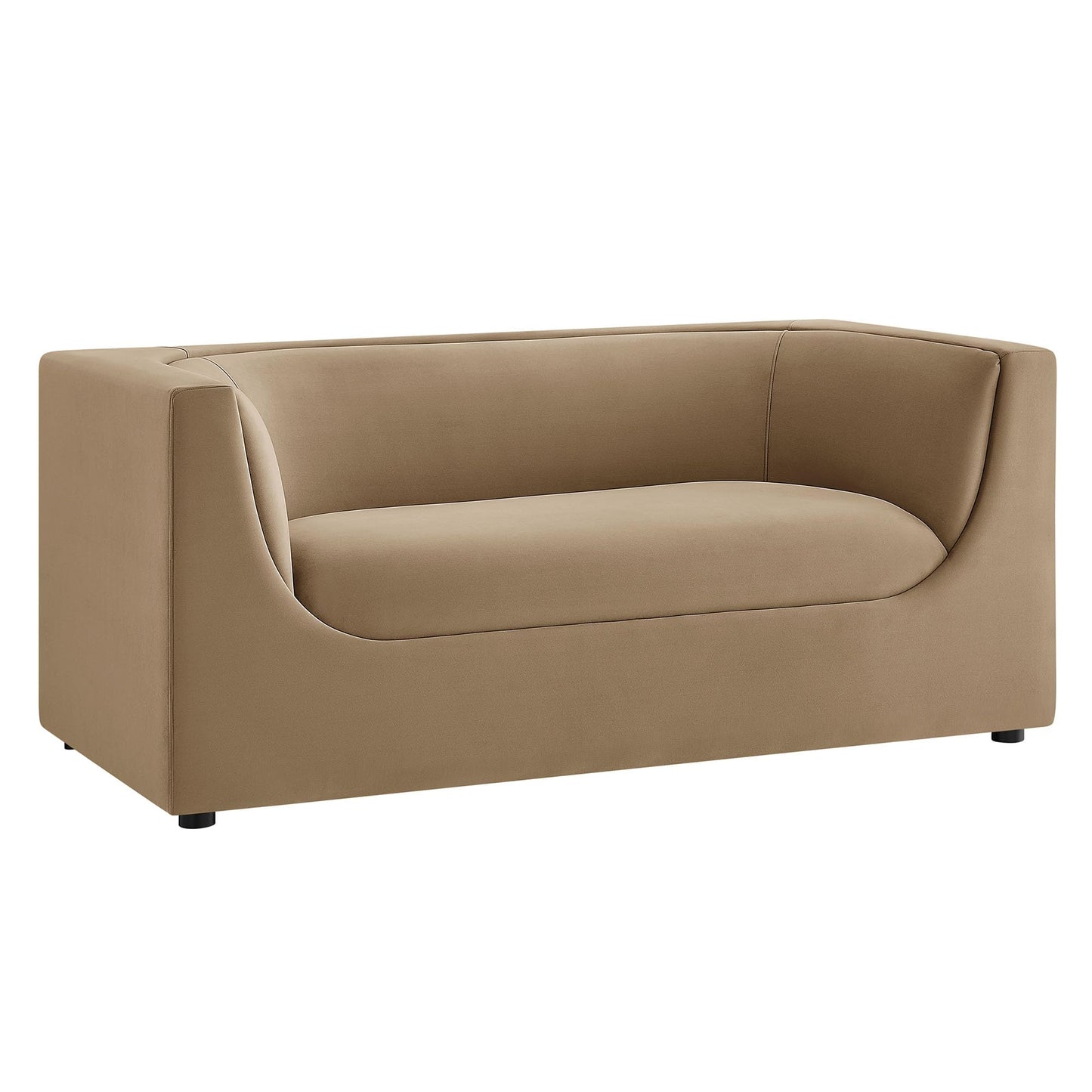 Modway Hilda 67 Inch Modern Curved Back Performance Velvet Loveseat in Taupe – Plush Upholstered 2-Seat Sofa for Living Room, Apartment, Office