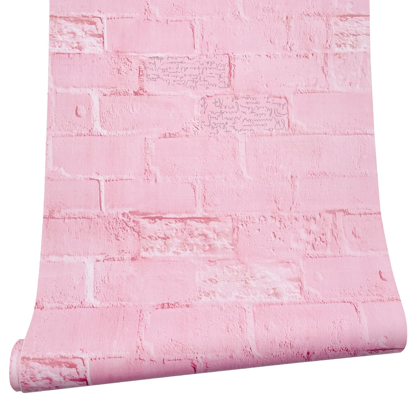 LovingWay 14.7 feet Wallpaper Roll English Quotes Drawer Liner 17.7x177 Inch Classroom Wall PVC Corner Shelving Paper Pink Bricks Christmas Decor