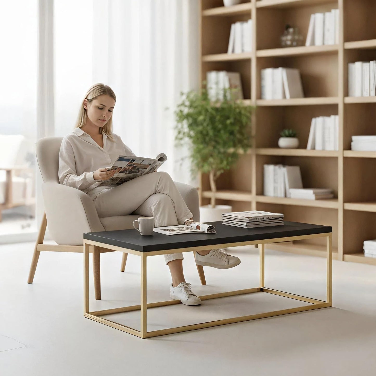 CENSI 40" Black and Gold Coffee Table