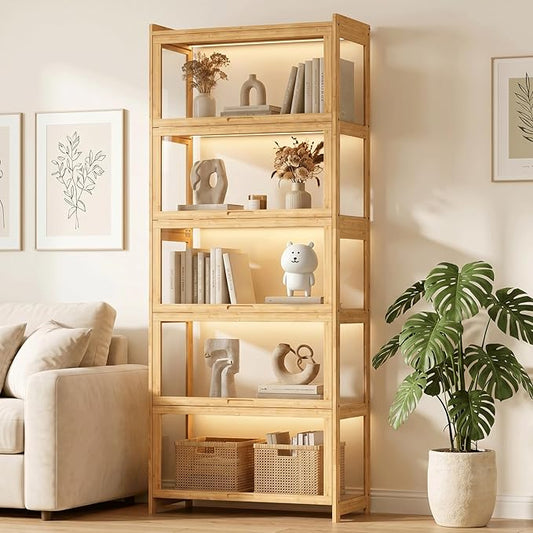 Magshion Display Cabinet with Acrylic Doors, 5-Tier Curio Cabinet