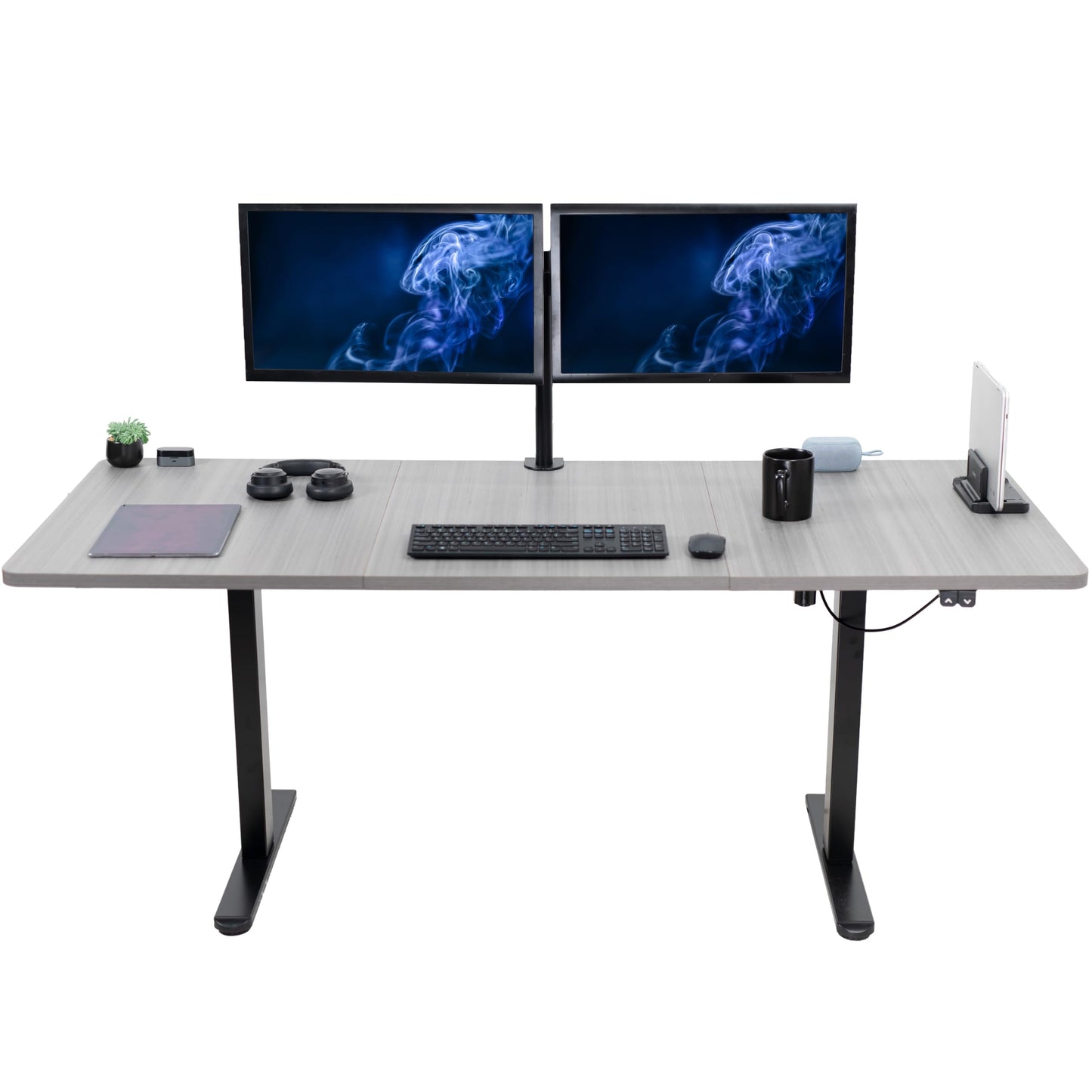 VIVO Electric 71 x 30 inch Stand Up Desk, Height Adjustable, Dark Gray Top Black Frame, Home and Office Furniture Sets, DESK-KIT-0B7G