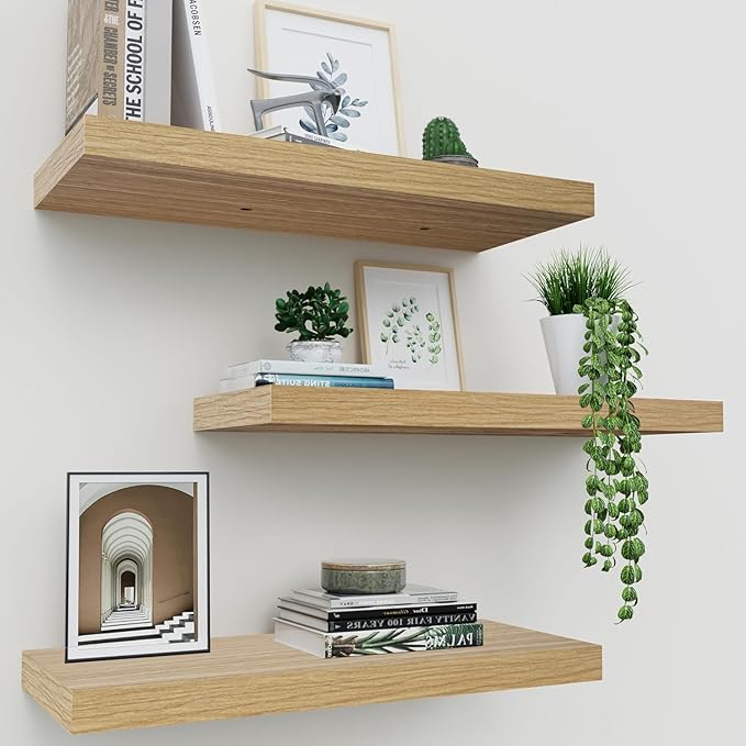 Upassion Floating Shelves for Wall Set of 3, Frame Display Floating Shelf for
