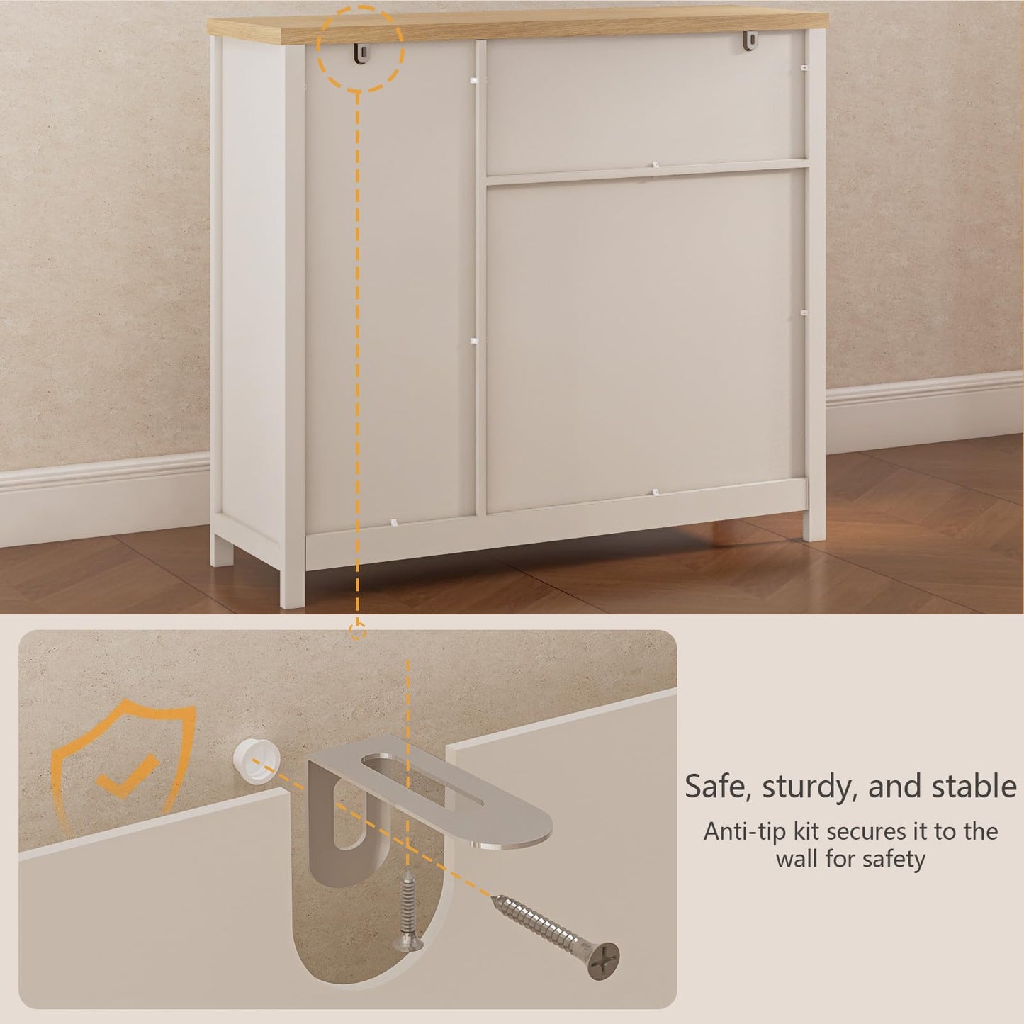 Viaozutis Coffee Bar Cabinet with Doors and Drawer, 35.4" Kitchen Storage Cabinet with Adjustable Shelf, Freestanding Buffet Sideboard for Dining Room, Bathroom, Entryway, White