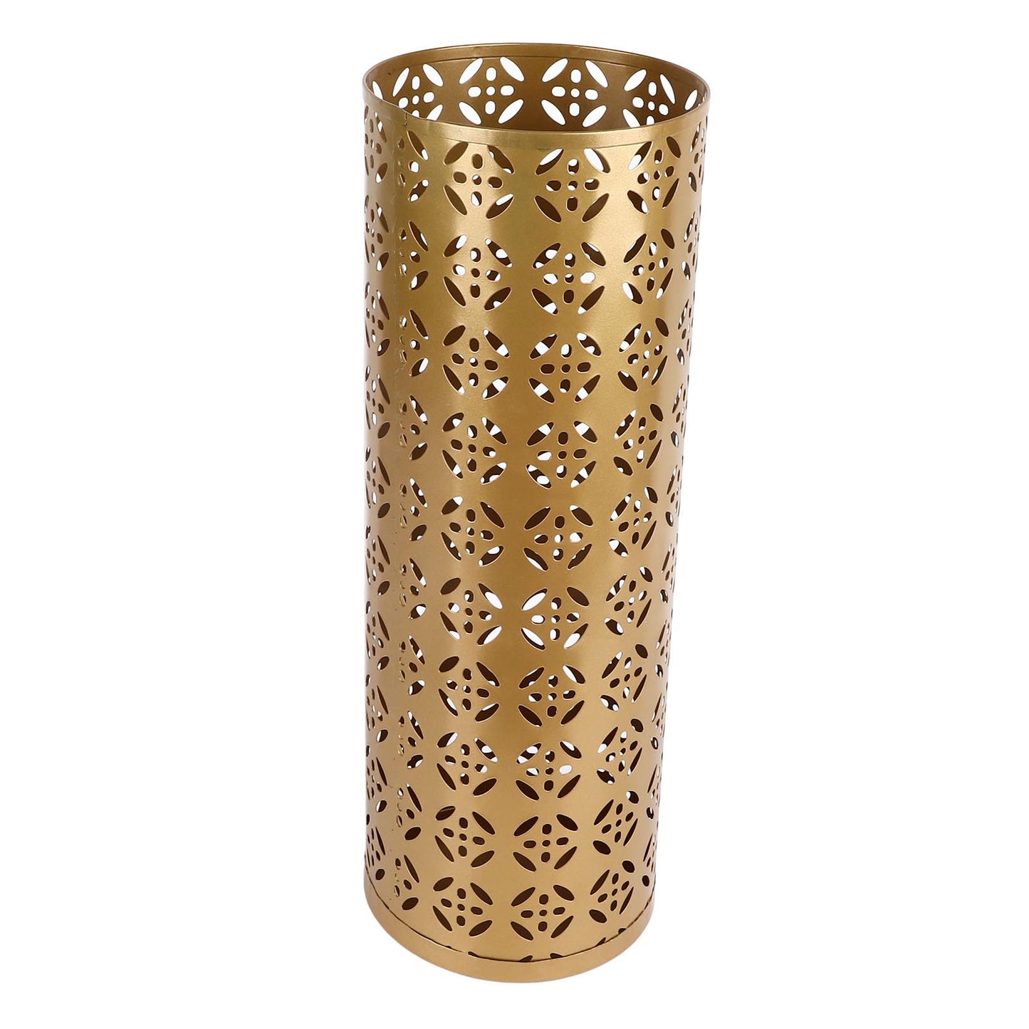 Fockety Metal Umbrella Holder, Round Proof Umbrella Storage Organizer Hollow Copper Pattern Umbrella Organizer Bin Umbrella Stand Rack for Home Entryway Hotel Office Decor (S