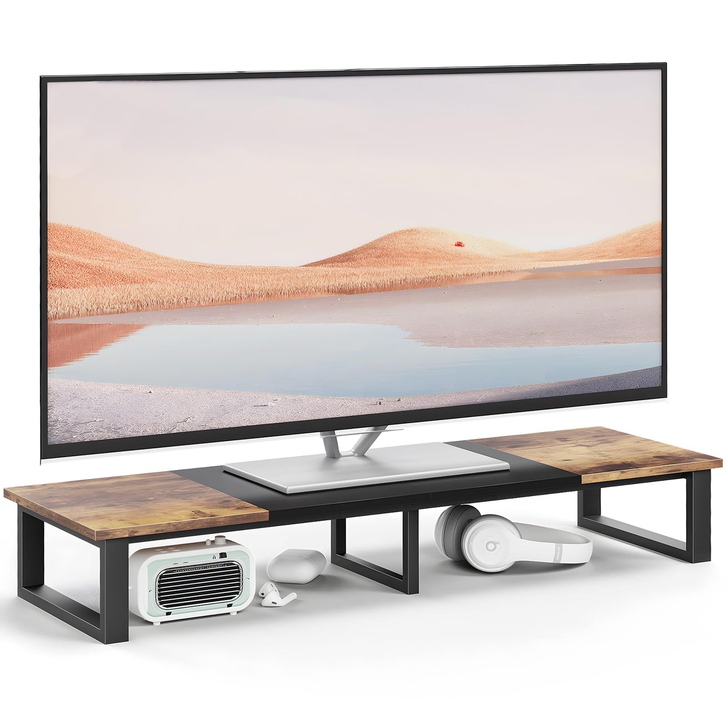 aboxoo 45" TV Riser for 32-60 inch TV, TV Riser Stand Shelf, Tabletop TV Stand Riser, Computer Monitor Table for Home Living Room, Study Office (Brown)