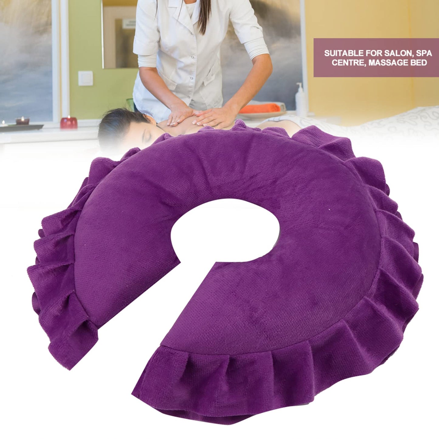 FILFEEL U Shaped Neck Support Cushion, Soft Face Pillow Cushion, SPA Salon Massage Bed U Shape Detachable Face Pillow, Travel Flight Neck Pad (U-Shaped Pillow-)
