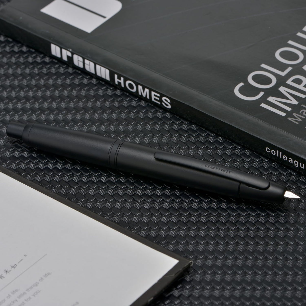 Jinhao 10 Press Fountain Pen with Box, Matte Black Retractable Extra Fine Nib with Ink Converter Set (Clip Version)
